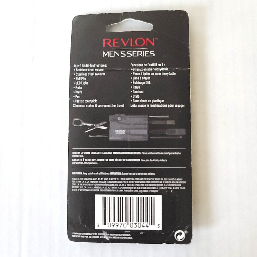 Revlon Mens Series 8 in 1 Multi Tool in Travel Case Scissor File Light Pen + NEW - Picture 3 of 8